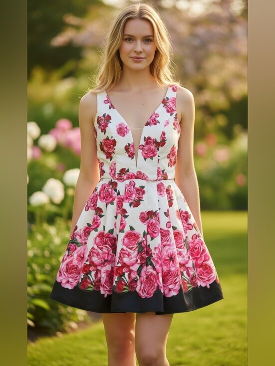 Camille La Vie Dresses & Skirts - Camille La Vie Boutique Floral Sleeveless Dress with Pink Roses